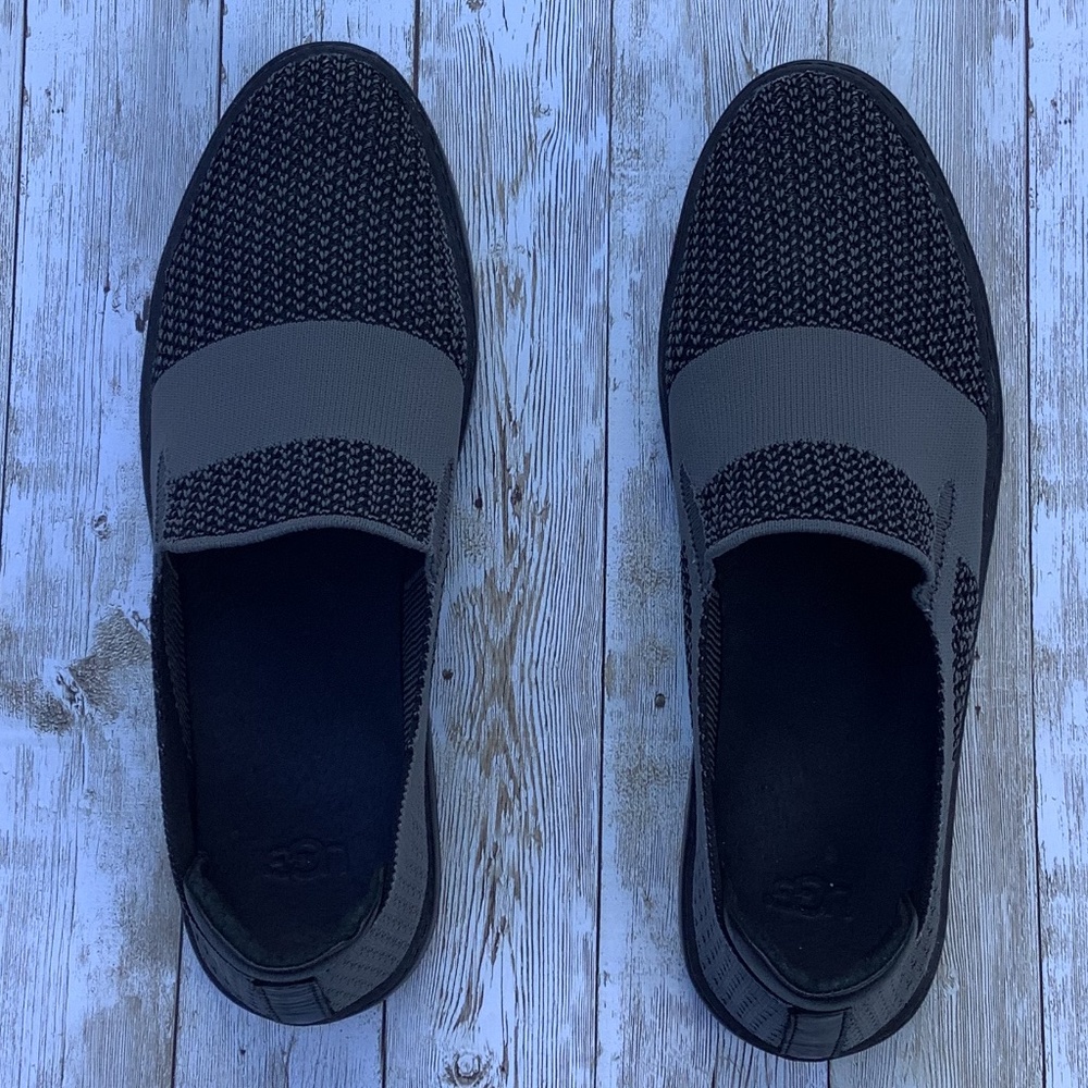 UGG Women's Sammy Slip On Black Gray Knit Hyper Weave Casual Sneakers Size 9.5 - Picture 2 of 13